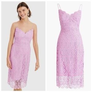J. Crew Pink Lace Midi Dress